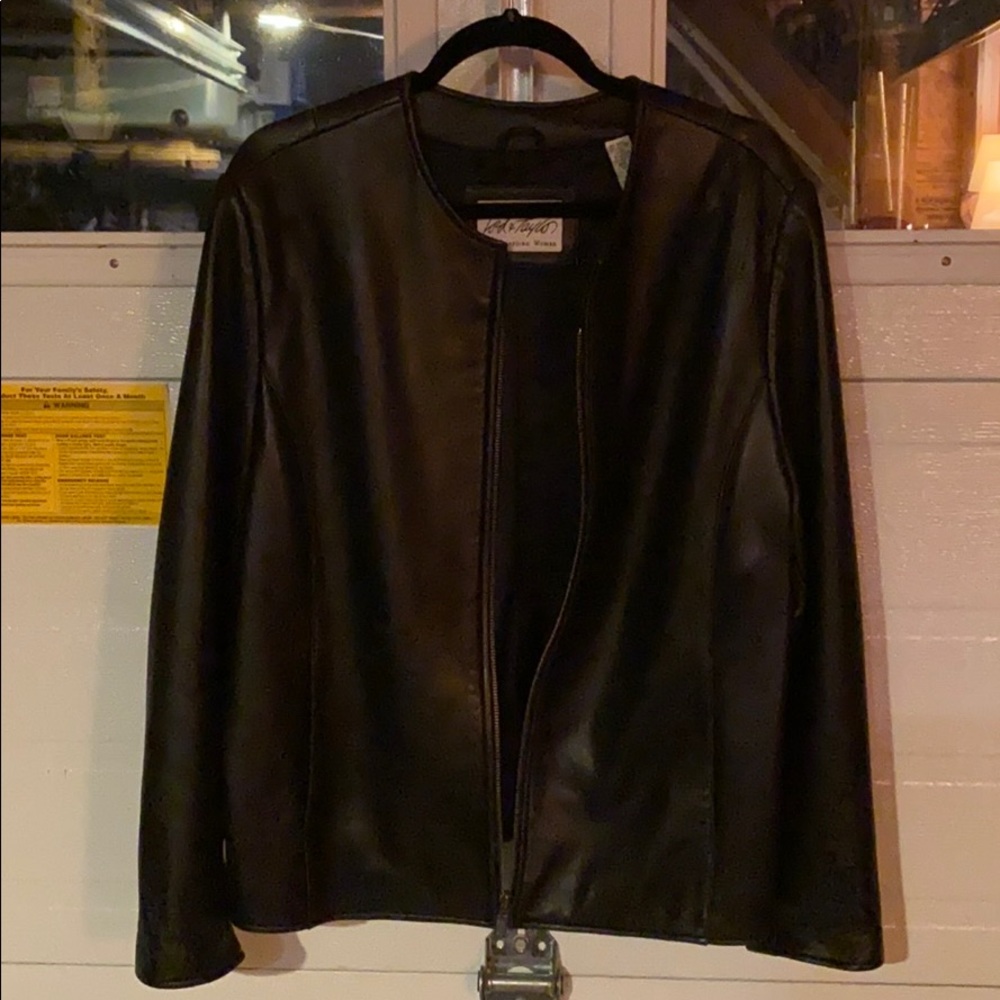 Lord & Taylor black leather jacket 1x